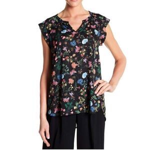 Womens Nordstrom Rack Pleione Chloe Floral Pleat Back Blouse - Sz M